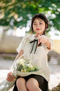 Pure White Shirt Schoolgirl | Innocent Beauty of Student Age with Colorful Pinwheel-0