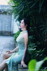 Nan Qiao: Graceful Charm in Jade Green Cheongsam - XiuRen No.10538 Collection-26