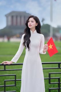 Elegant Vietnamese Woman in White Ao Dai, Conical Hat | Traditional Beauty-5