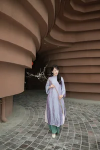 Elegant Blush Pink Vietnamese Ao Dai with Floral Embroidery – Modern Traditional Long Dress for Weddings, Cultural Events, and Timeless Heritage Style-6