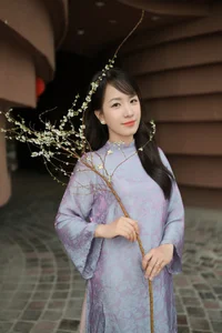 Elegant Blush Pink Vietnamese Ao Dai with Floral Embroidery – Modern Traditional Long Dress for Weddings, Cultural Events, and Timeless Heritage Style-1