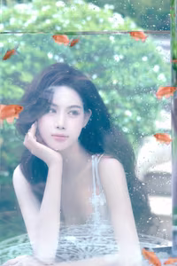 VGU No.12: Enchanting Ethereal Beauty Long-Haired Girl Amidst Shimmering Goldfish-2