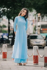 Elegant Pastel Blue Ao Dai in the Heart of the City-4