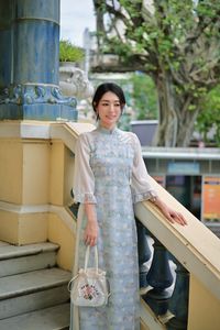 Radiant Vietnamese Beauty in Ao Dai with National Flag-5