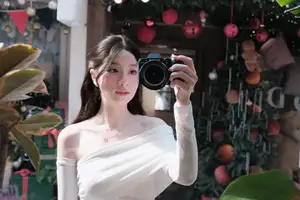 Elegant Girl in Off-Shoulder White Dress Welcoming Christmas, Showcasing Gentle Beauty and Holiday Season Style. 1000027390-6