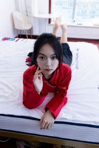 Chiness Model No.2330 Shasha in Elegant Red Black Hanfu Attire-19
