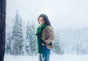 Asian Beauty in Winter Snow: Radiant Girl's Portrait-0