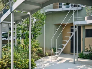 Modern Japanese Architecture: Kazari Garden House in Tokyo Featuring a Unique Curved Terrace and Light-Filled Minimalist Split-Level Interiors-13