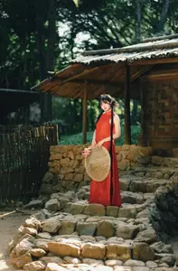 Captivating Vietnamese Beauty: Graceful Girl in Traditional Red Ao Dai-6