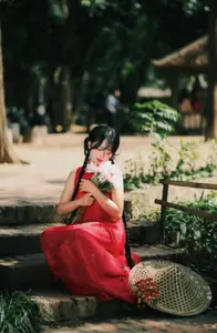 Captivating Vietnamese Beauty: Graceful Girl in Traditional Red Ao Dai-11