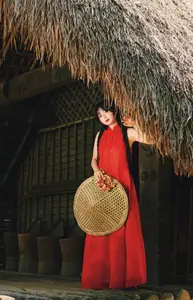 Captivating Vietnamese Beauty: Graceful Girl in Traditional Red Ao Dai-16