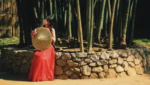 Captivating Vietnamese Beauty: Graceful Girl in Traditional Red Ao Dai-9