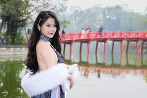 Modern Red Ao Dai: Elegant Vietnamese Traditional Dress with Floral Embroidery for Lunar New Year and Cultural Celebrations-9