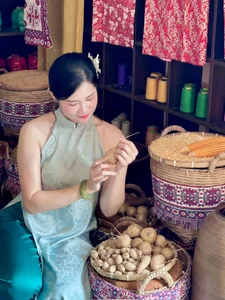 Elegant Vietnamese Ao Dai: Soft Pastel Silk Dress for Spring Festivals and Traditional Lunar New Year Celebrations-7