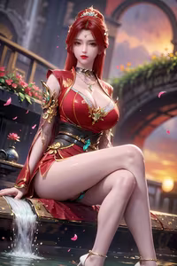 Tang Huo'er's Enchanting Beauty: Dou Po Cang Qiong AI Character in Mystical Scenery-5