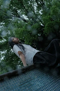 Cinematic Outdoor Portrait Photography: Nishi Ichioku in Art Language Vol.9365 - Rainy Forest Aesthetic and Moody Fashion Inspiration-7