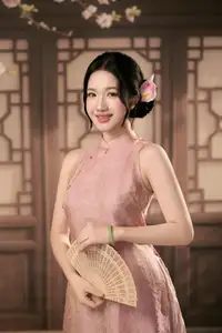 Discover Traditional Beauty: Elegant Lady Amidst Blossoms-9