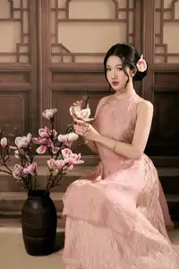 Discover Traditional Beauty: Elegant Lady Amidst Blossoms-2