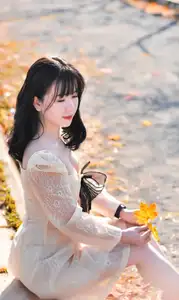 Serene Autumn Girl Portrait Captivating Beauty Amidst Golden Leaves-0