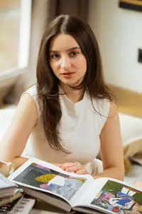 Gentle Smile by the Window: Serene Beauty in a Bright Window Scape-17