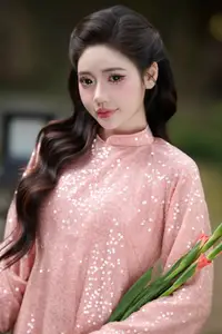 Discover Asian Beauty: Elegant Girl in Dreamy Pink Ao Dai Portrait-10