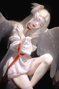 Captivating Fallen Angel Artistic Photography: Art Language Vol.9335 featuring Model Fei Fei - Elegant Dark Aesthetic Portrait Series-10