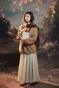 Xin Xin's Pensive Autumn Beauty Vol.8813: A Romantic Seasonal Transition in a Scenic Canvas-11