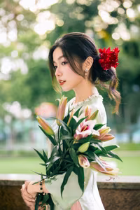 VGU No.36: Discover the serene beauty of a Vietnamese woman in traditional attire-4