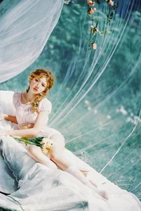 Serene Garden Portraits: Yu Han Relaxes Under Floral Vines in YiTuYu Art Language Vol.9129 Photography Collection-11