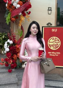 Radiant Vietnamese Beauty in Pink Ao Dai, Elegant Traditional Charm-5