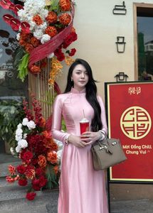 Radiant Vietnamese Beauty in Pink Ao Dai, Elegant Traditional Charm-2