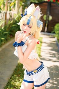 Coser@PoppaChan - Sameko Saba Cosplay: Adorable Sailor Outfit in a Lively Outdoor Setting-2
