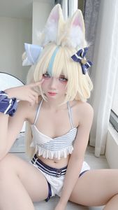 Coser@PoppaChan - Sameko Saba Cosplay: Adorable Sailor Outfit in a Lively Outdoor Setting-27