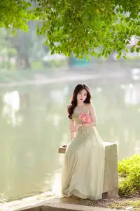 Elegant Young Woman's Gentle Beauty by Ancient Tracks: A Poetic Nature Portrait-12