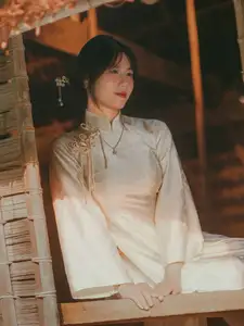 Graceful Asian Beauty: A Vietnamese Woman in Traditional Attire, Evoking Timeless-4