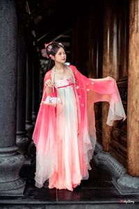 AI Generated: Gentle Hanfu Girl in Pink, Elegant Asian Beauty-15