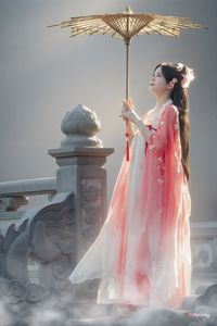 AI Generated: Gentle Hanfu Girl in Pink, Elegant Asian Beauty-16