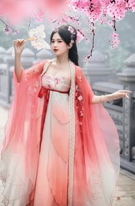 AI Generated: Gentle Hanfu Girl in Pink, Elegant Asian Beauty-22
