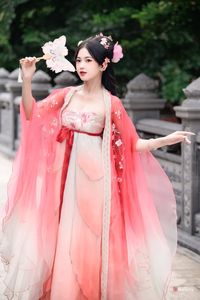 AI Generated: Gentle Hanfu Girl in Pink, Elegant Asian Beauty-14