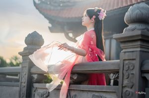 AI Generated: Gentle Hanfu Girl in Pink, Elegant Asian Beauty-13