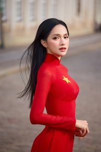 Huong Giang Dazzles in Traditional Red Ao Dai, A Vision of Vietnamese Beauty for Miss Universe-5