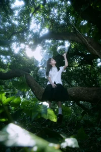 Ethereal Forest Dreamcore Portrait Photography: Art Language Vol.9282 Featuring Model Qu Qi in a Whimsical Nature Setting-10