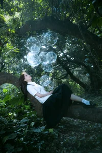 Ethereal Forest Dreamcore Portrait Photography: Art Language Vol.9282 Featuring Model Qu Qi in a Whimsical Nature Setting-8