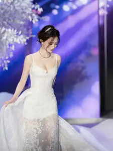 Ethereal Beauty: Model in Elegant Lace Wedding Gown | Chic Evening Dress Design-9