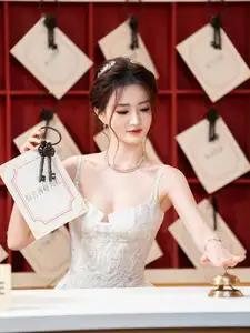 Ethereal Beauty: Model in Elegant Lace Wedding Gown | Chic Evening Dress Design-17