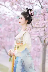 Discover Ke Ke K's Timeless Hanfu Beauty Amidst Romantic Cherry Blossoms Vol.8528-8