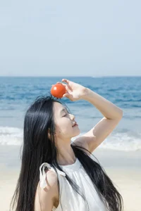 Elegant Red Aesthetic Portrait Series by Art Language Vol.9312 Featuring Model Pu Tao: A Visual Study of Color, Goldfish, and Artistic Expression-3