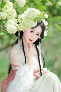 Ethereal Hanfu Beauty Amidst White Blooms - YiTuYu Vol.8889 Jiao Yi Zhi Sui Sui-7