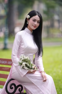 VGU No.119: Elegant Vietnamese Beauty in Pink Ao Dai Amidst Nature's Serenity-8